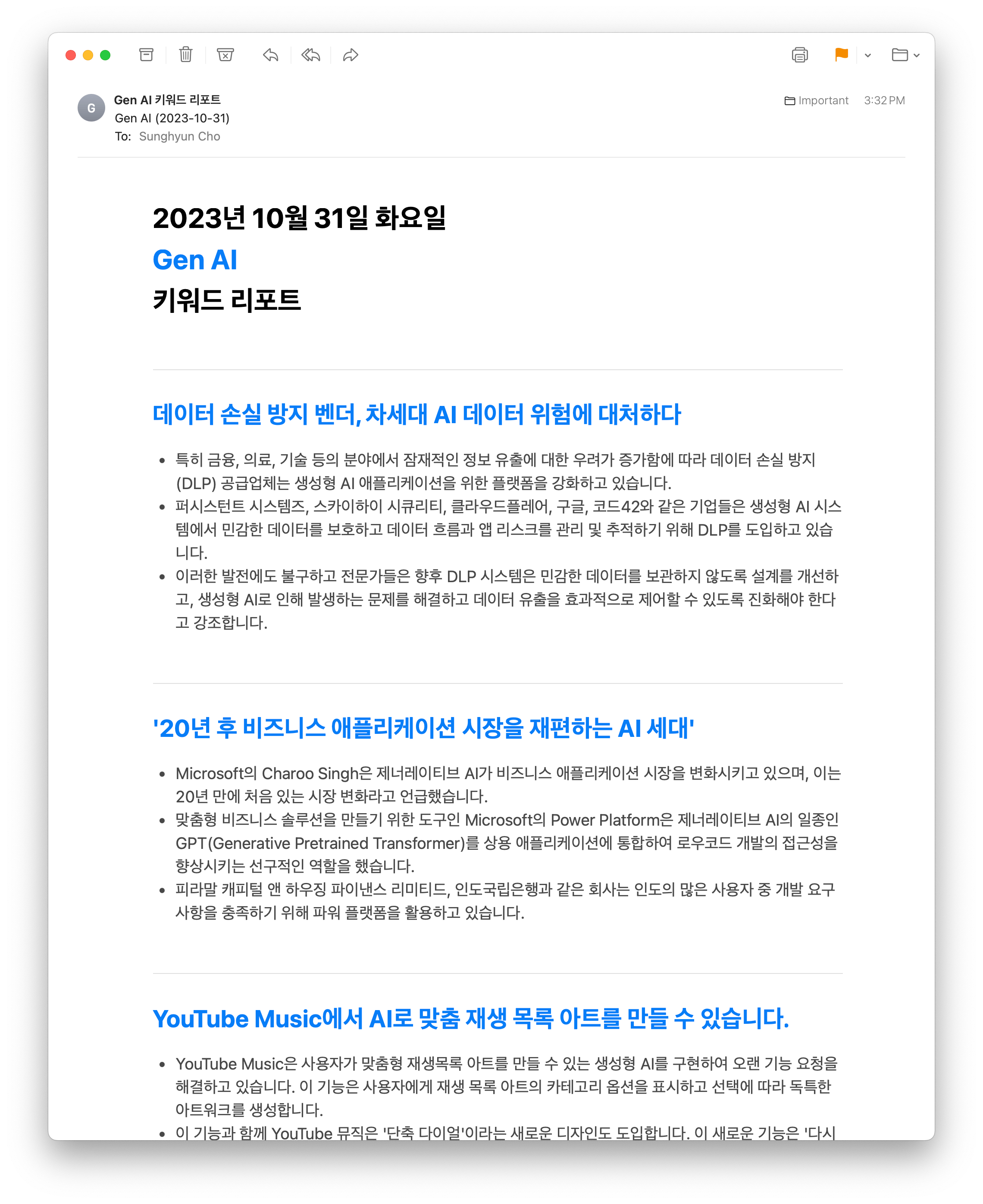 Subscribed to Gen AI, language set to Korean