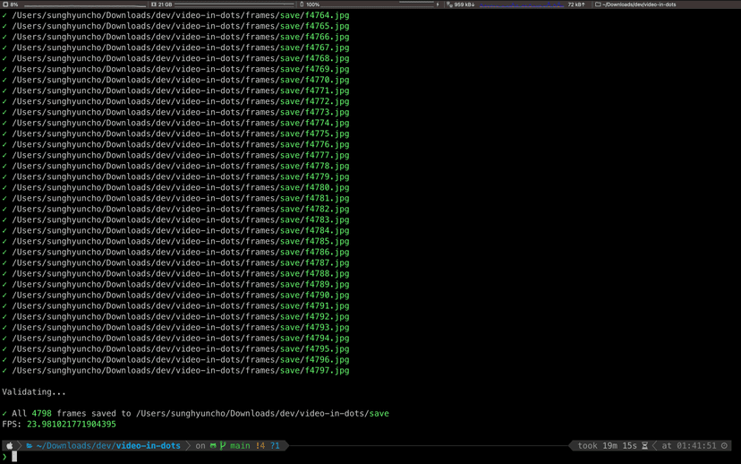An example screenshot. I didn't use GPU acceleration, so it took about 19 minutes. I could've optimized this, but this function runs only once for any video, so I didn't bother.