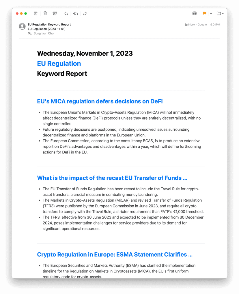 Subscribed to EU Regulation, language set to English