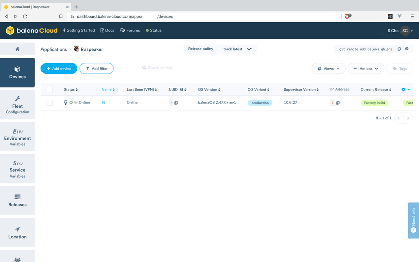 대시보드의 모습