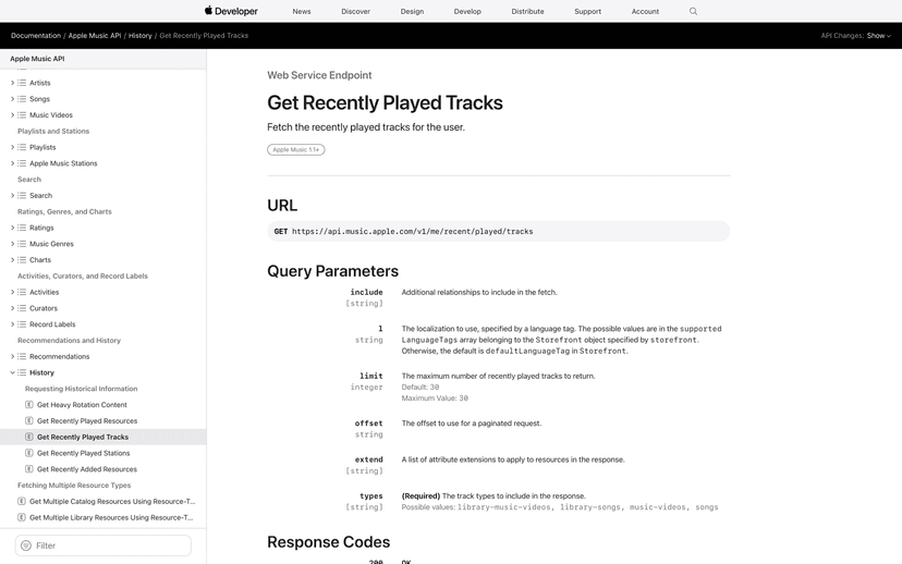 ALT: Apple Music Get Recently Played Tracks
