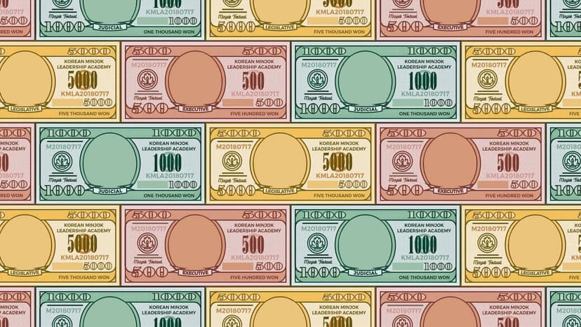 The Minjok Festival Note design for 2018 had photos of the KMLA student council members at the center of the bill. The yellow one was worth approximately $5.00, the green one was worth $1.00, and the red one was worth 50 cents.