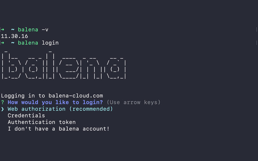 ALT: balena-cli-check-version-and-login.png