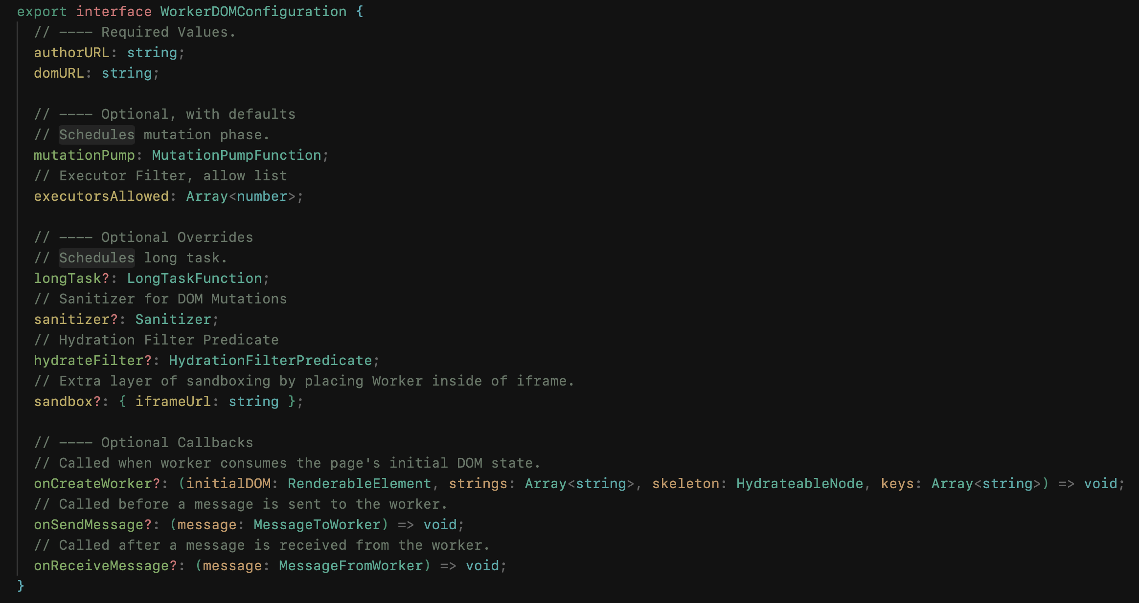 Main Thread WorkerDOM Configuration
