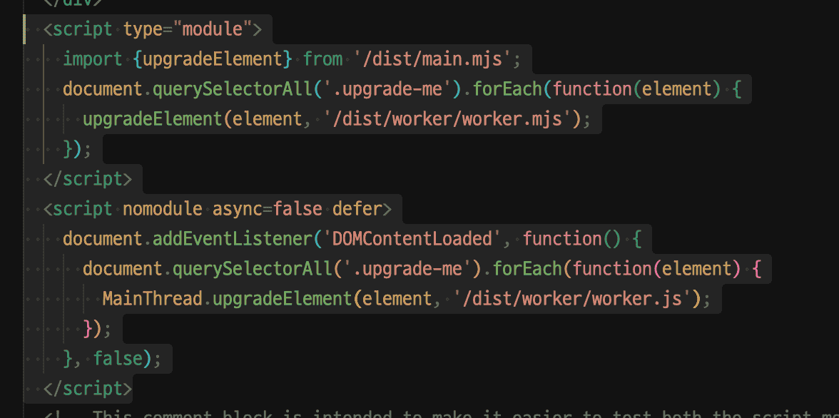 The above redundancy is for different browser supports for module.
