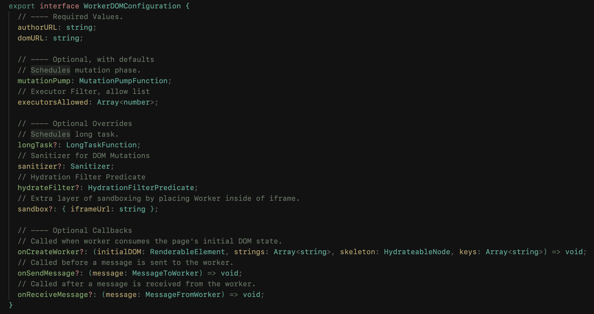 Main Thread WorkerDOM Configuration