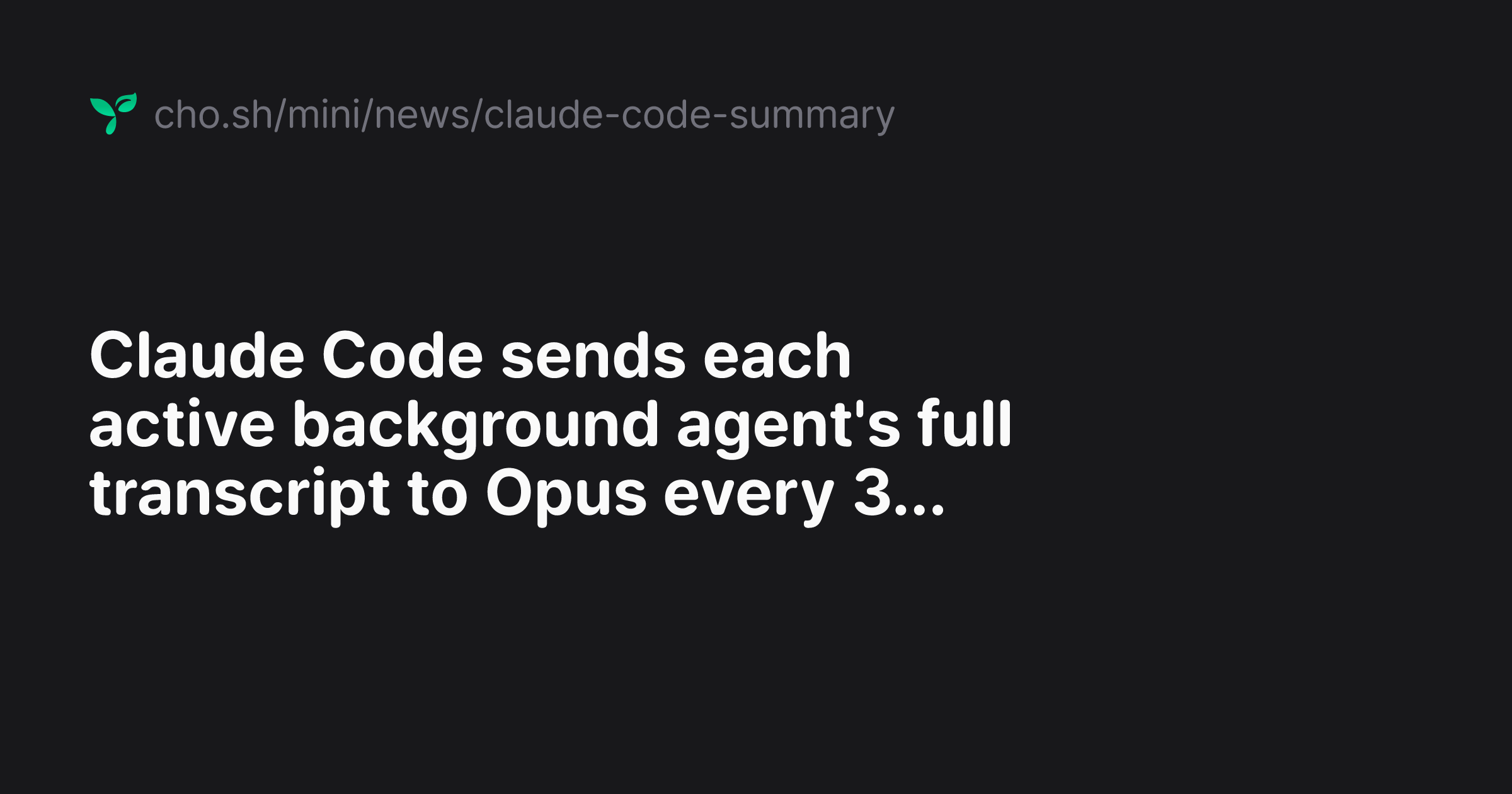 Claude Code sends each active background agent's full transcript to ...
